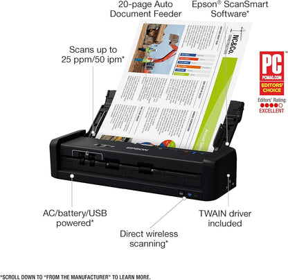 Epson ES-300W Wireless Portable Document Scanner ADF