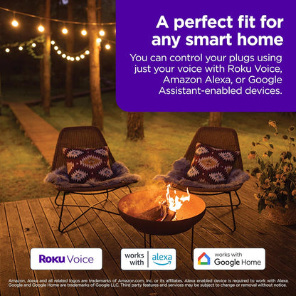 Roku PW1000R Outdoor Smart Plug - WiFi, Alexa, Google Assistant