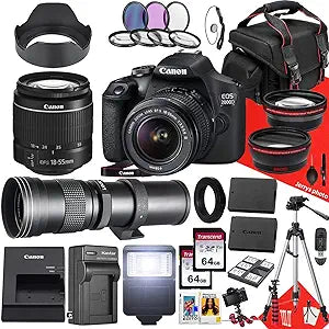 Canon EOS 2000D Rebel T7 DSLR Lens Bundle