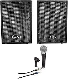 Peavey PVi10 Speaker System Bundle with Samson Mic