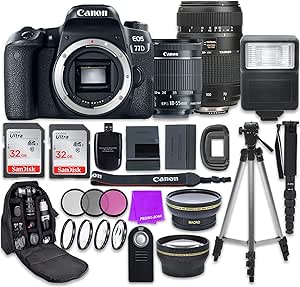 Canon EOS 77D DSLR Camera - 18-55mm + 70-300mm Lens Bundle (Renewed)