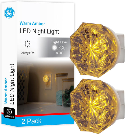 GE 11286 Jewel LED Amber Night Light 2-Pack