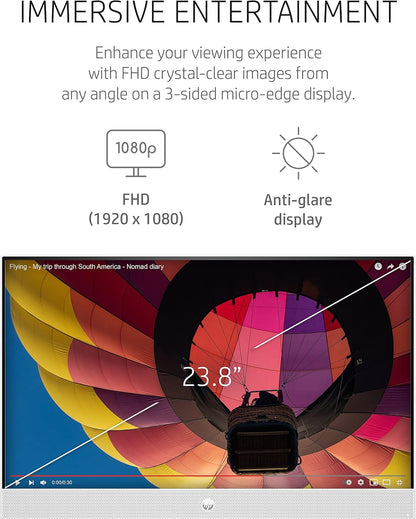 HP 24-CB0010 23.8-Inch All-in-One Desktop PC with Webcam