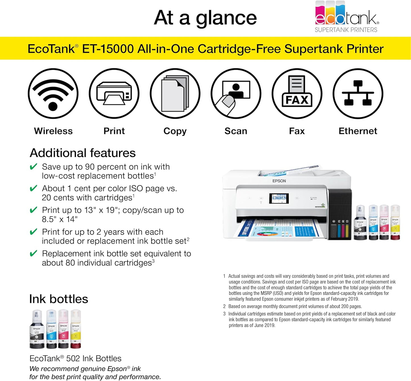 Epson ET-15000 EcoTank - Wireless All-in-One Printer, 13x19