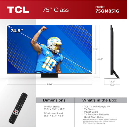 TCL 75QM851G 75-Inch QD-Mini LED 4K Google TV