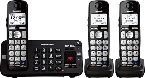 Panasonic KX-TGE243B DECT 6.0 Cordless Phone System - 3 Handsets — main product image