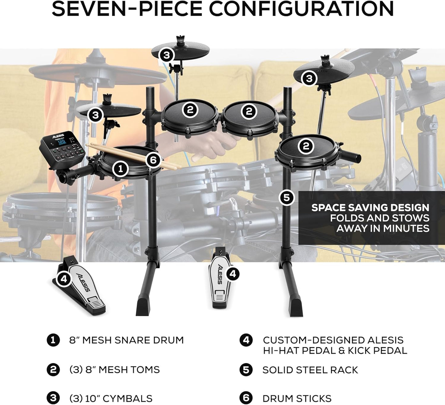 Alesis Turbo Mesh Kit Electronic Drum Set - Mesh Heads