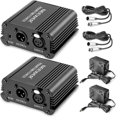 Neewer 90088102 48V Phantom Power Supply with XLR Cable (2 Pack)