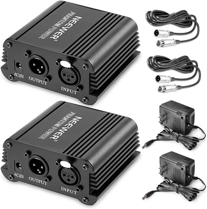 Neewer 90088102 48V Phantom Power Supply with XLR Cable (2 Pack)