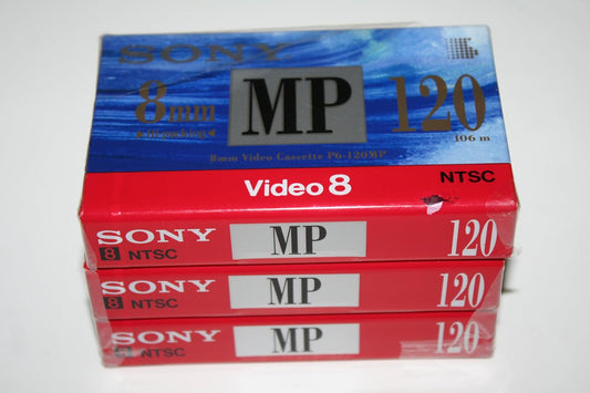 Sony 4332231197 8mm Video Cassette Tape P6-120MP 3-Pack