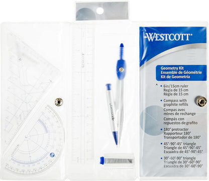 Westcott 14564 6-Piece Geometry Tool Kit, School Supplies