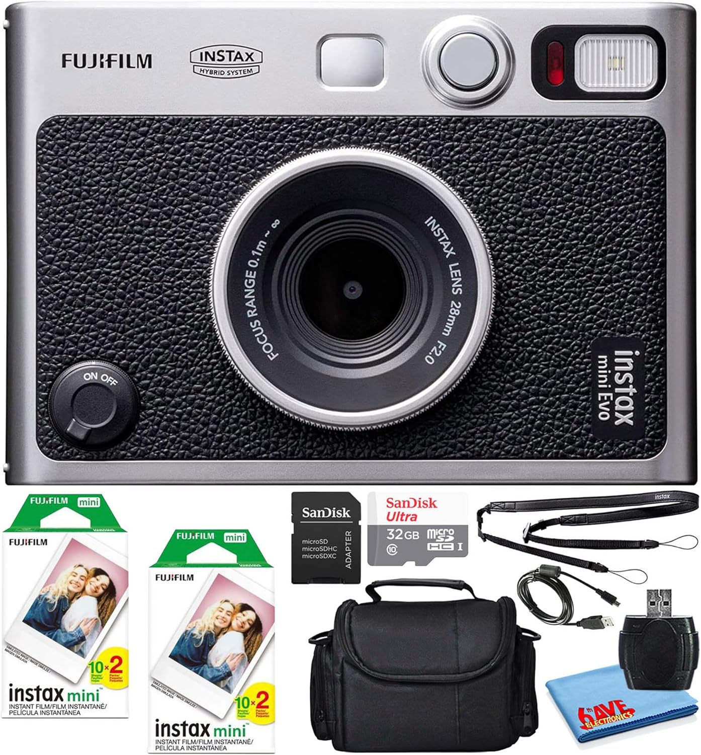 Fujifilm 16745183 Instax Mini EVO Instant Camera Bundle