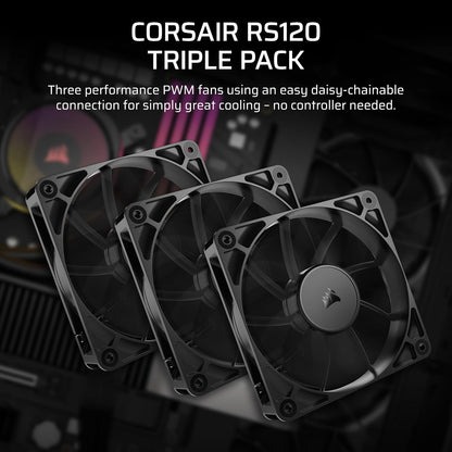 Corsair CO-9050189-WW RS120 120mm PWM Daisy-Chain Fans (3-Pack)