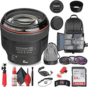 Canon 1056B002 EF 85mm f/1.2L Lens Bundle Renewed