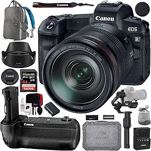 Canon E5CNEOSR24105 EOS R Mirrorless Camera 24-105mm Lens Bundle