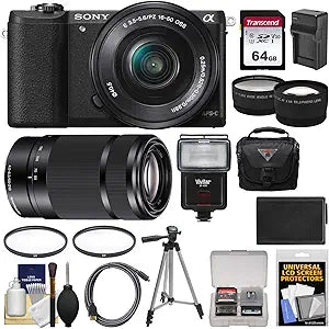 Sony Alpha A5100 with 16-50mm & 55-210mm Lenses + Kit