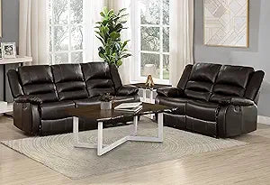 Lexicon 194840123576 Azrael Faux Leather Reclining Sofa Set