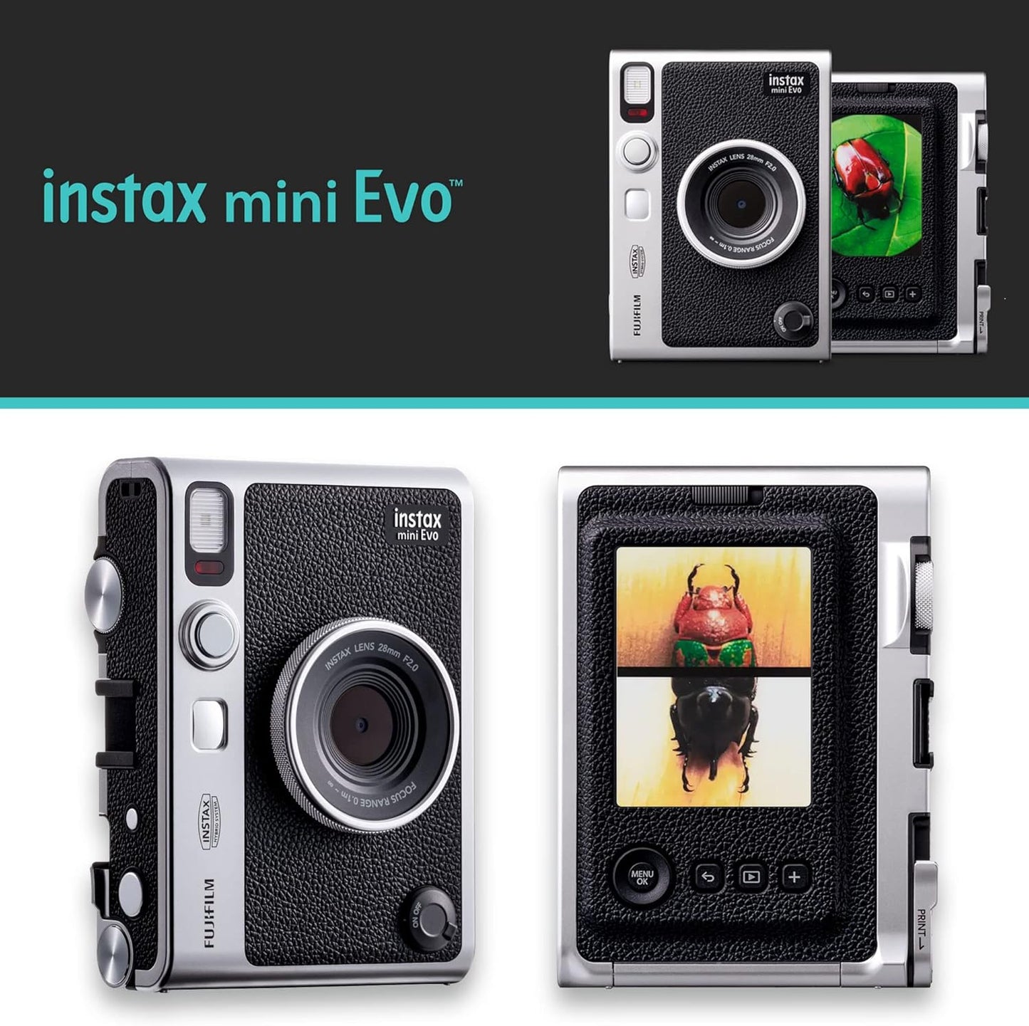 Fujifilm EVOK1 Instax Mini EVO Hybrid Instant Camera Film Bundle