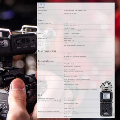 Zoom ZH5 K3 Portable Recorder Kit w/ Lavalier Mic