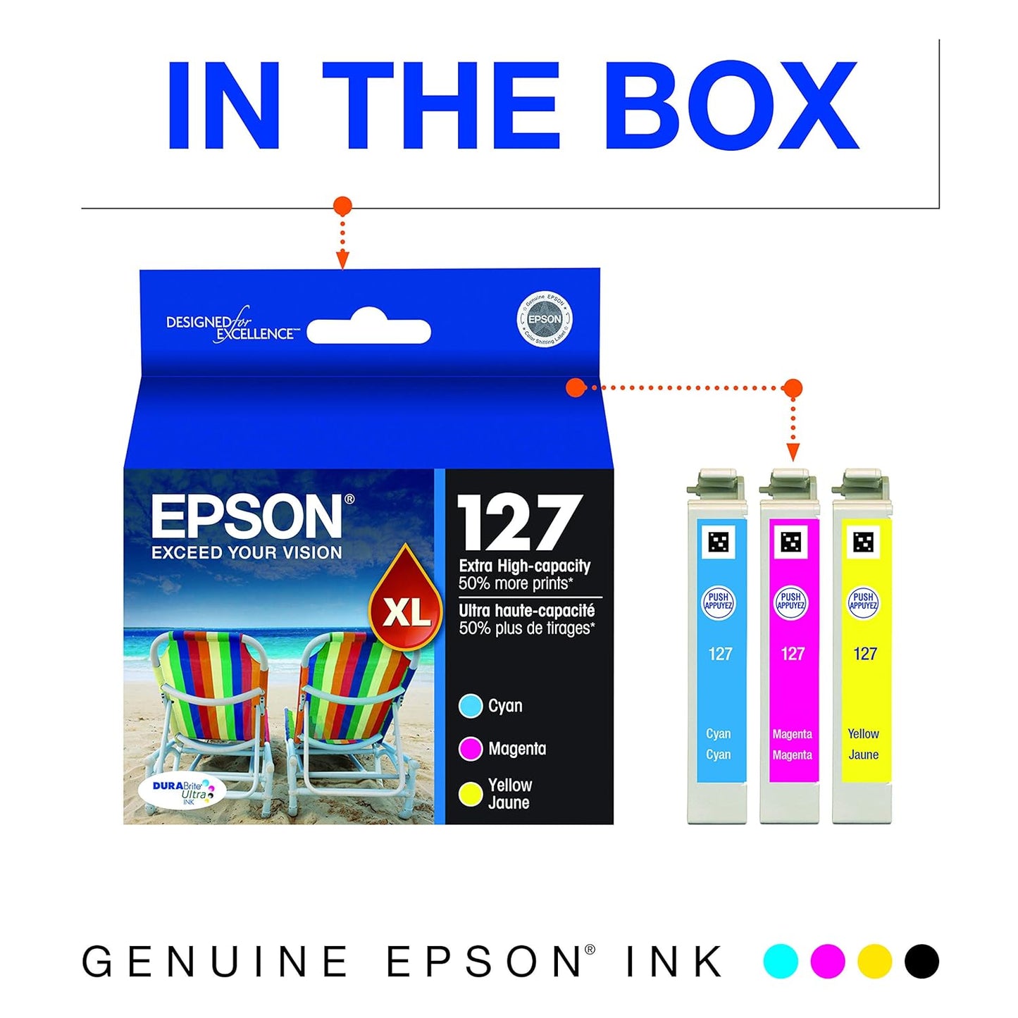 Epson T127520 DURABrite Ultra Ink Color Combo Pack Cyan