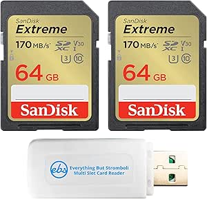 SanDisk SDSDXV2-064G-GNCIN Extreme 64GB SDXC Card (2-Pack)