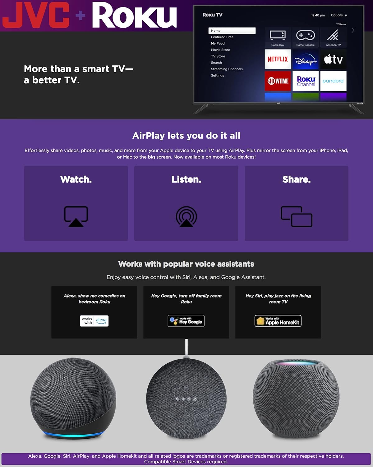 JVC LT32MAW2 32-Inch 720p HD Roku Smart TV (Renewed)