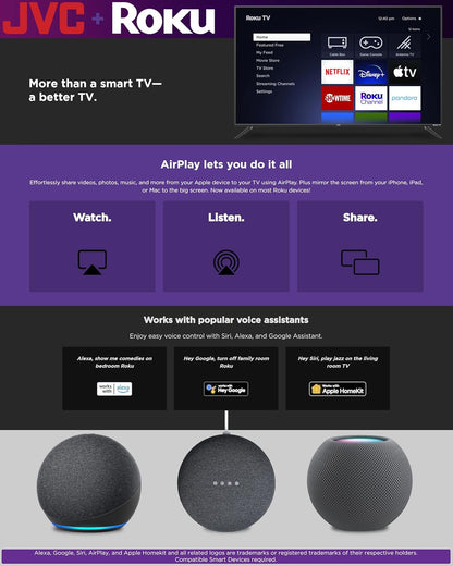 JVC LT32MAW2 32-Inch 720p HD Roku Smart TV (Renewed)
