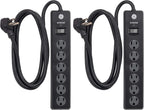 GE 54639 - 6-Outlet Surge Protector 2-Pack - 6ft Cord