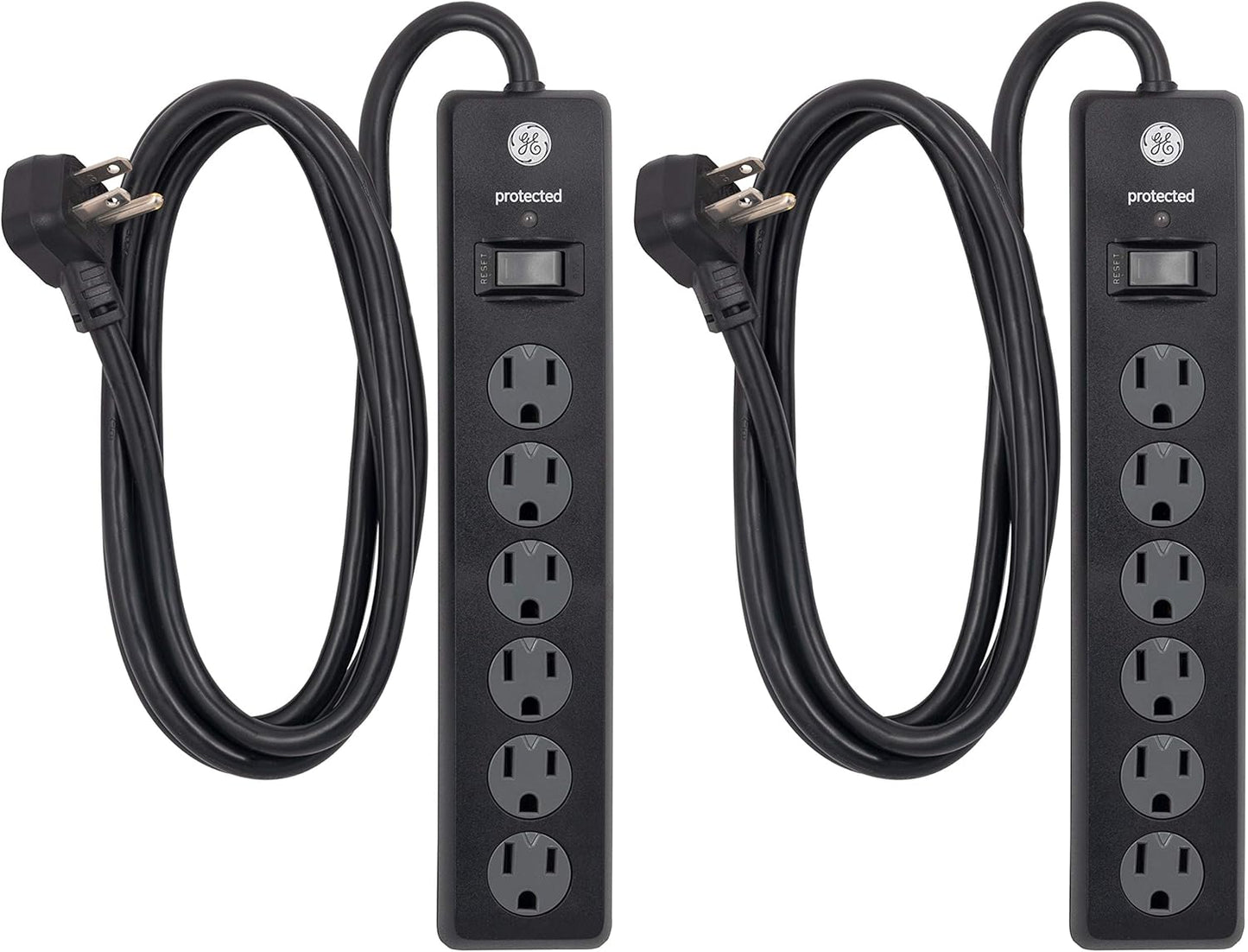 GE 54639 - 6-Outlet Surge Protector 2-Pack - 6ft Cord