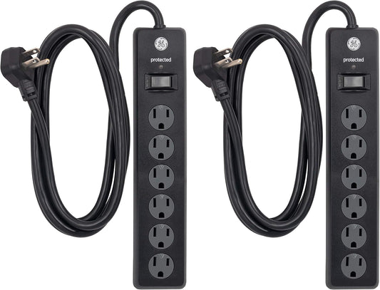 GE 54639 - 6-Outlet Surge Protector 2-Pack - 6ft Cord