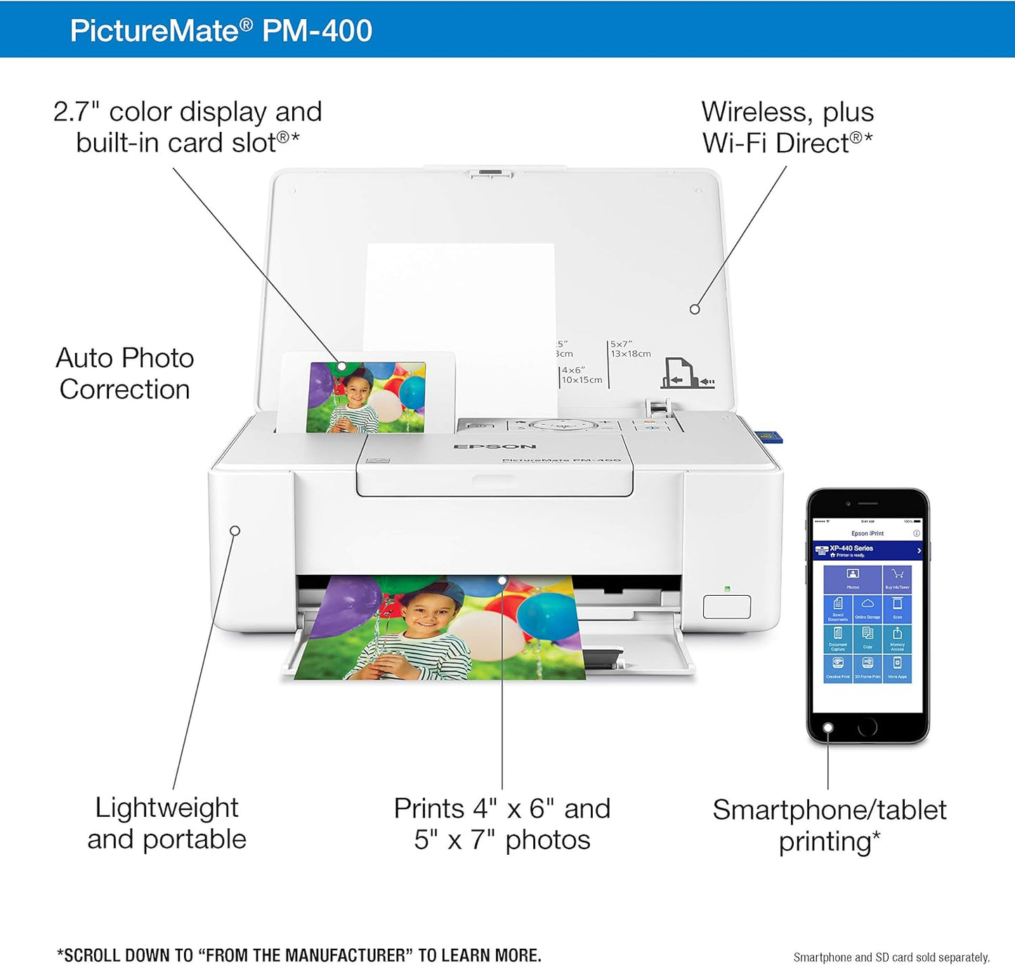 Epson PictureMate PM-400 Compact Wireless Photo Printer
