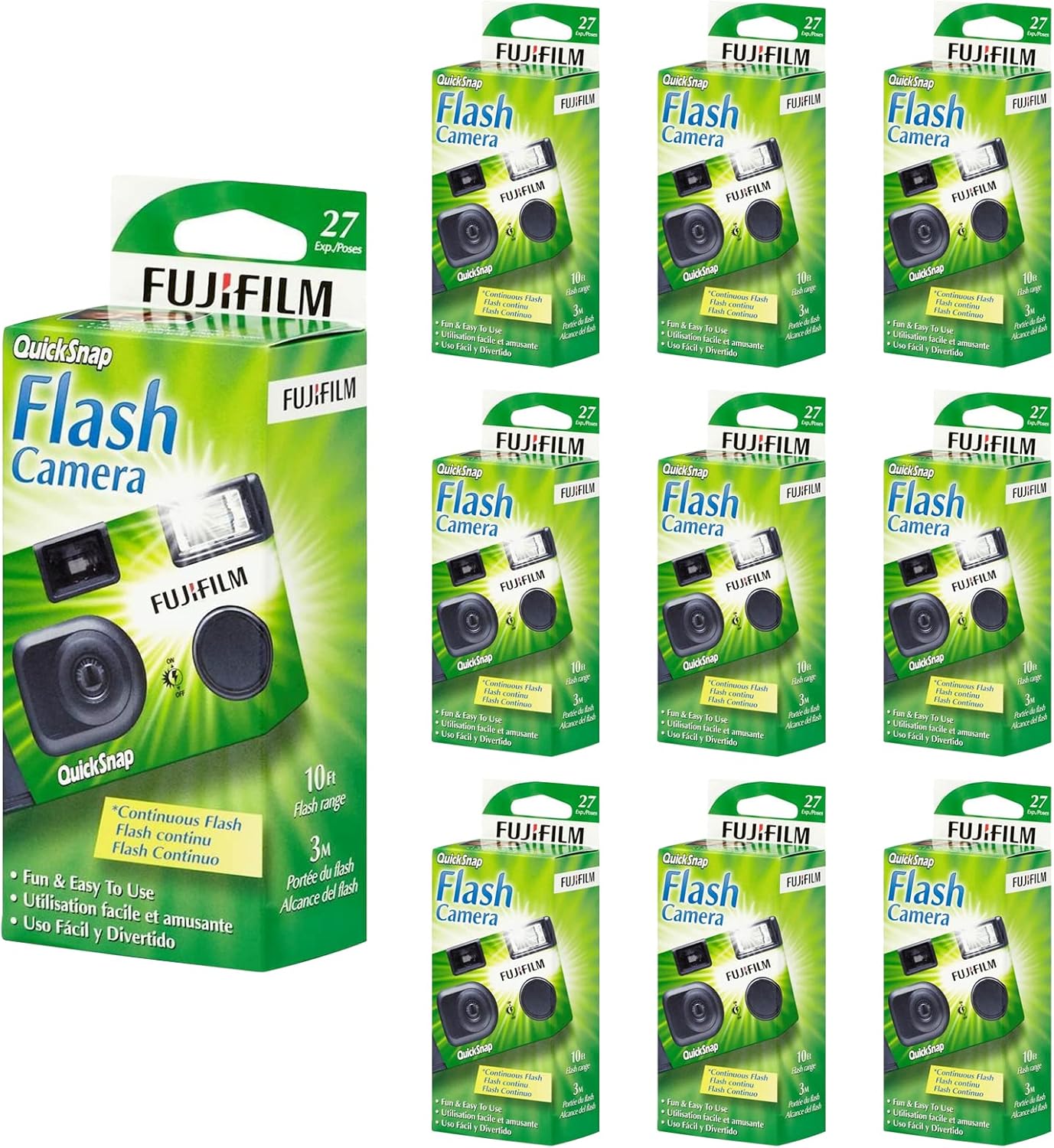 Fujifilm FUJIQSFLASH QuickSnap Flash 400 Disposable Camera 10-Pack