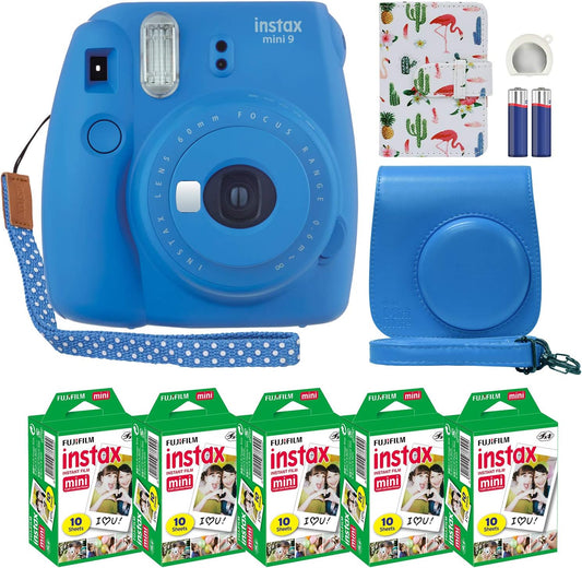 Fujifilm Instax Mini 9 Cobalt Blue Camera + Film & Accessories Bundle