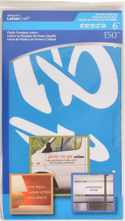 Westcott 15931 LetterCraft Brush Font Stencil 6-Inch
