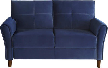 Lexicon Morgan Velvet Loveseat Sofa - Blue