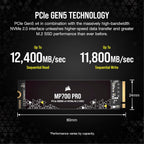 Corsair CSSD-F2000GBMP700PNH MP700 PRO 2TB Gen5 NVMe SSD