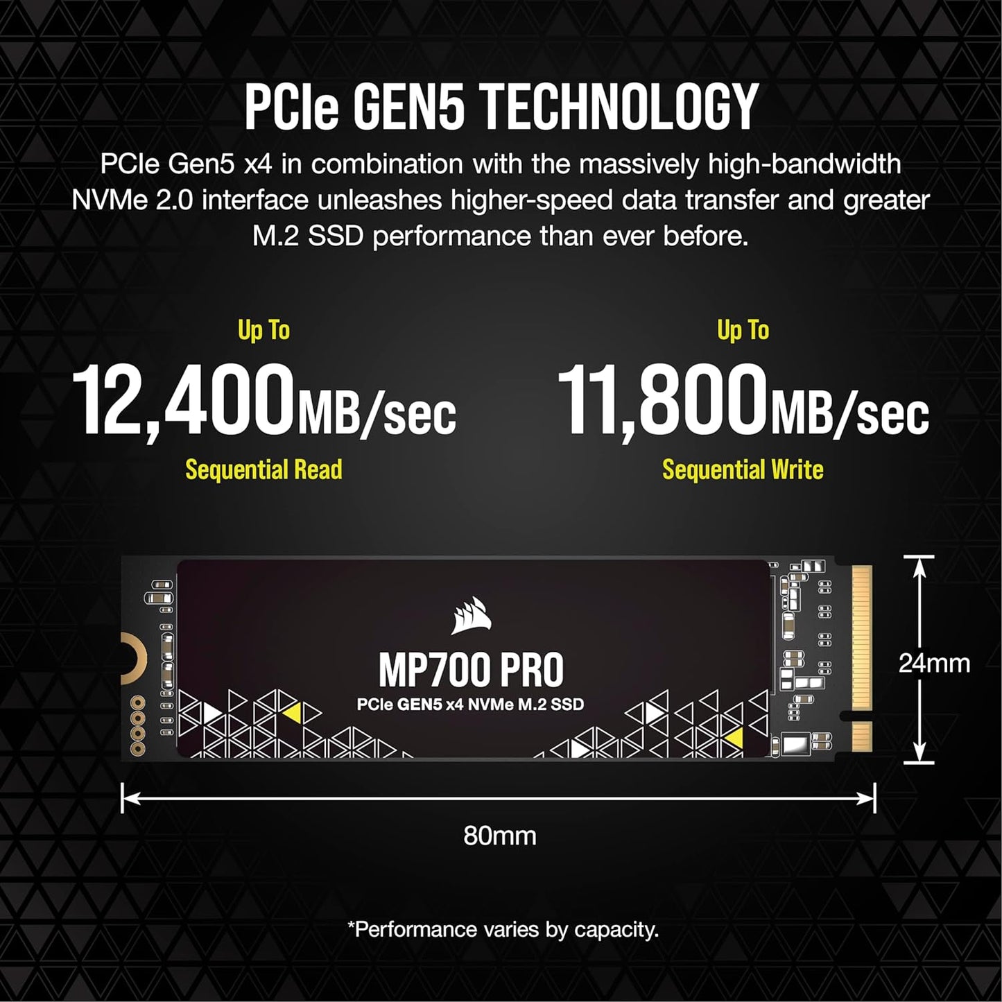 Corsair CSSD-F1000GBMP700PNH MP700 PRO 1TB PCIe Gen5 NVMe SSD