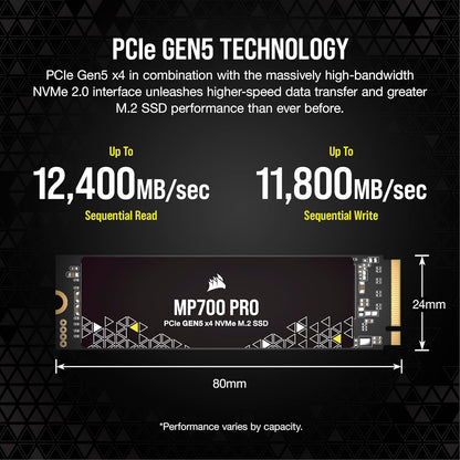 Corsair CSSD-F1000GBMP700PNH MP700 PRO 1TB PCIe Gen5 NVMe SSD