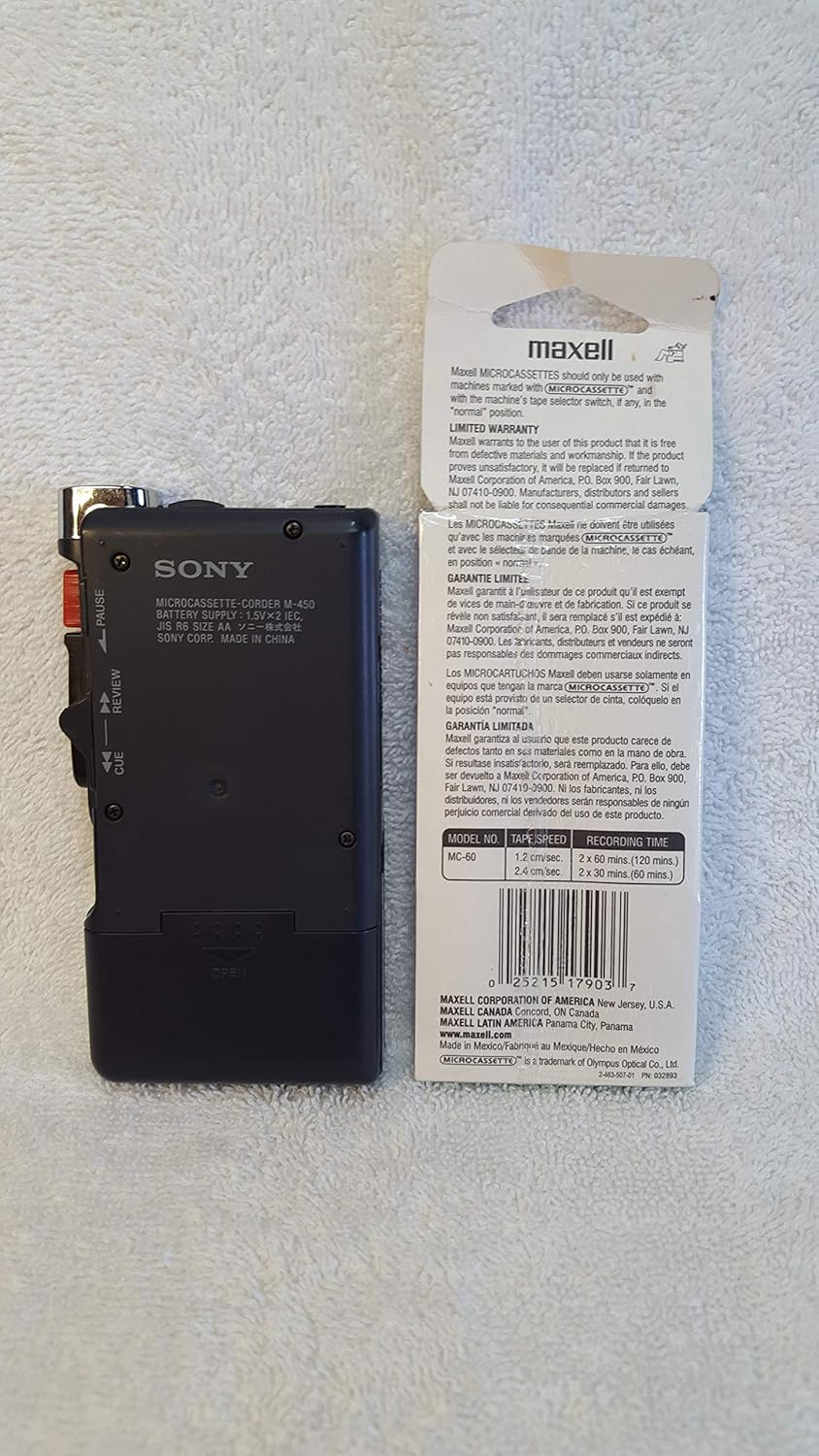 Sony M-450 Microcassette Recorder 30 Hour Battery