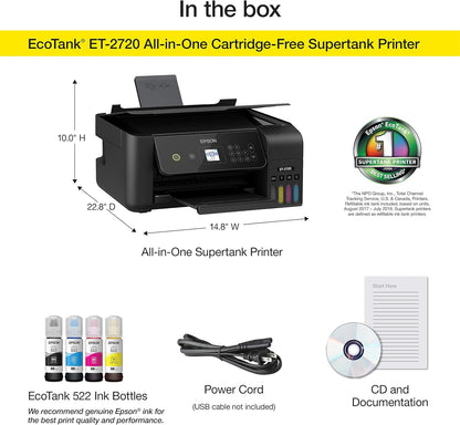 Epson EcoTank ET-2720 Wireless All-in-One Printer (Renewed)
