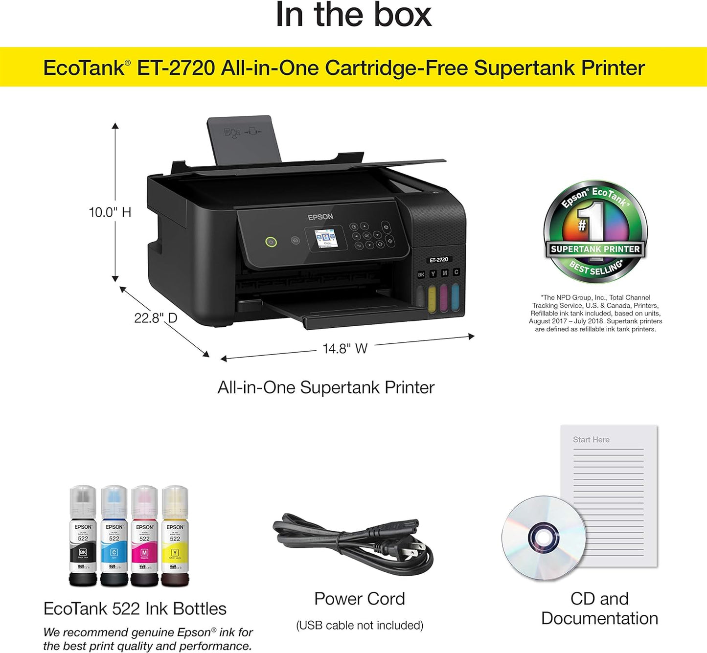 Epson ET-2720 EcoTank Wireless Color All-in-One Printer