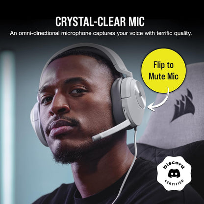 Corsair HS55 STEREO Gaming Headset White Renewed