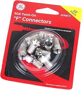 GE RG6 Twist-On F Connectors 10-Piece 43306 — main product image