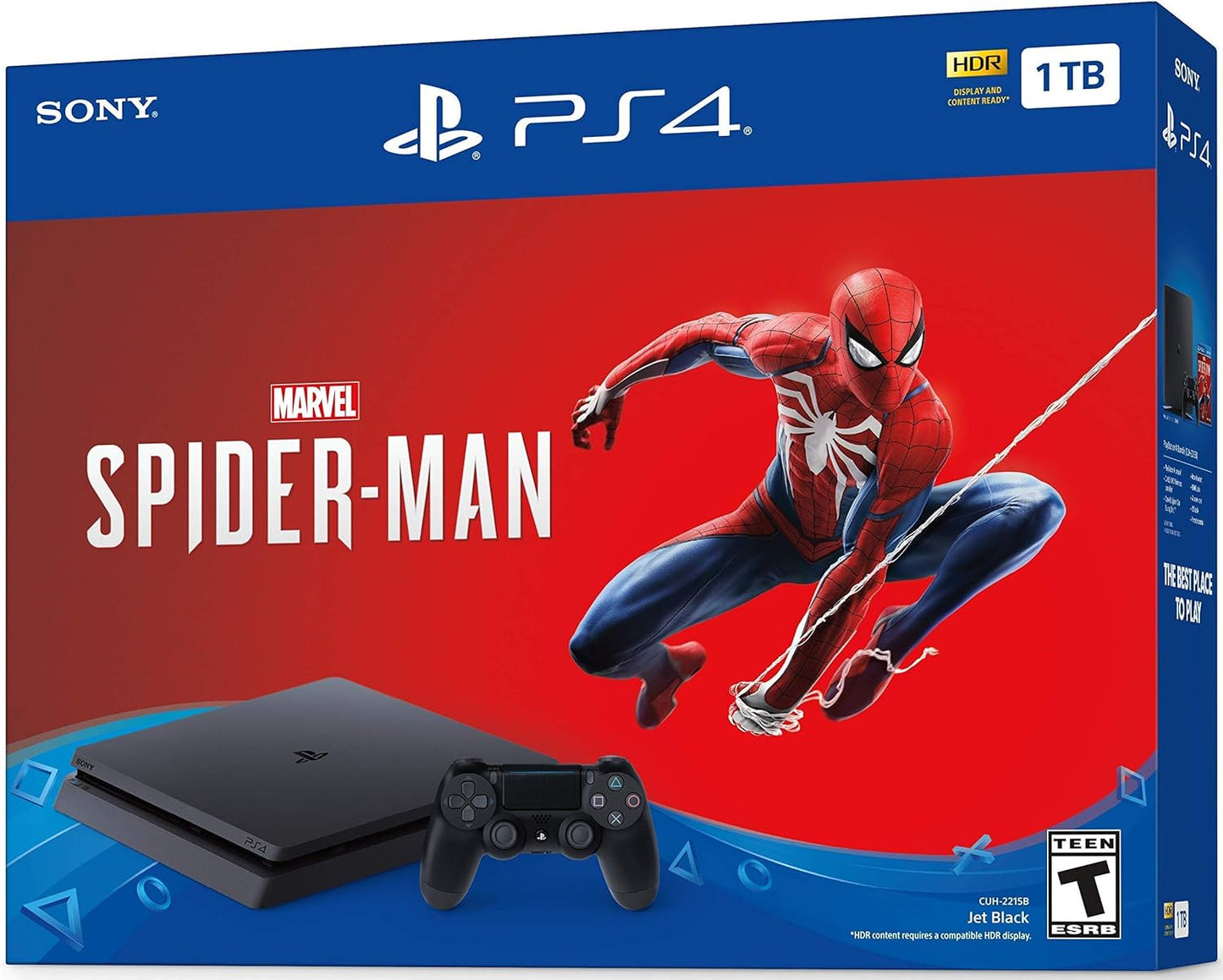 Sony Slim PS4 1TB SSD Console Spider-Man Bundle (Renewed)