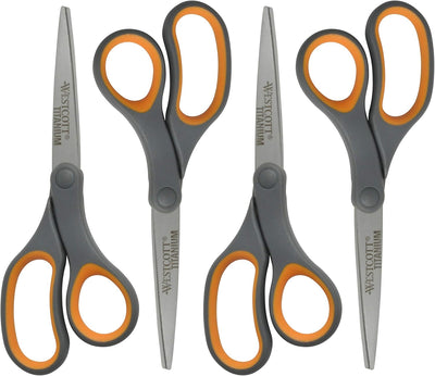 Westcott 17784 Titanium Bonded 8-Inch Scissors 4-Pack