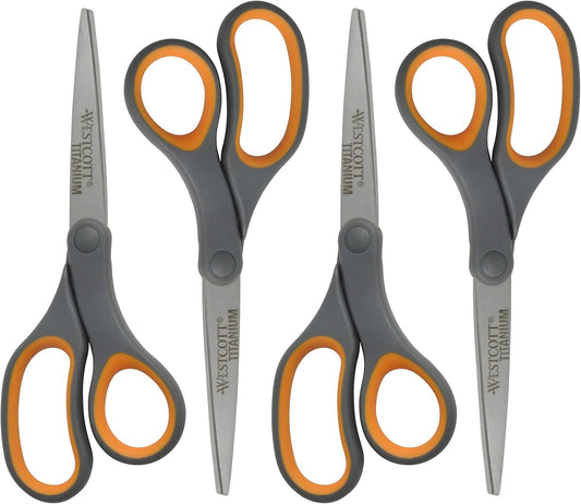 Westcott 17784 Titanium Bonded 8-Inch Scissors 4-Pack