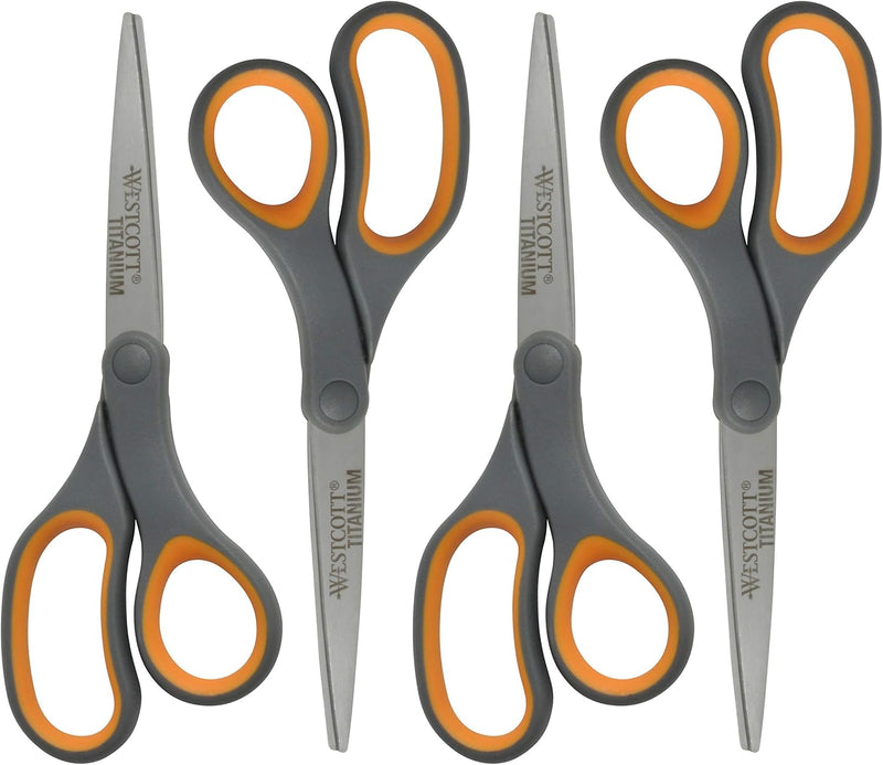 Westcott 17784 Titanium Bonded 8-Inch Scissors 4-Pack — main product image