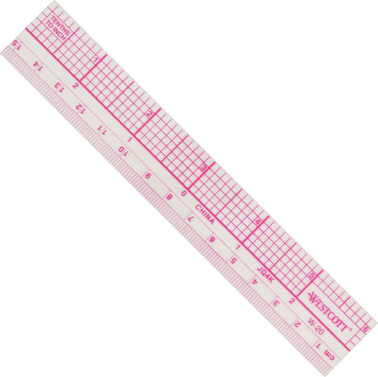 Westcott W-20 6" Transparent Graph Ruler Drafting Tool