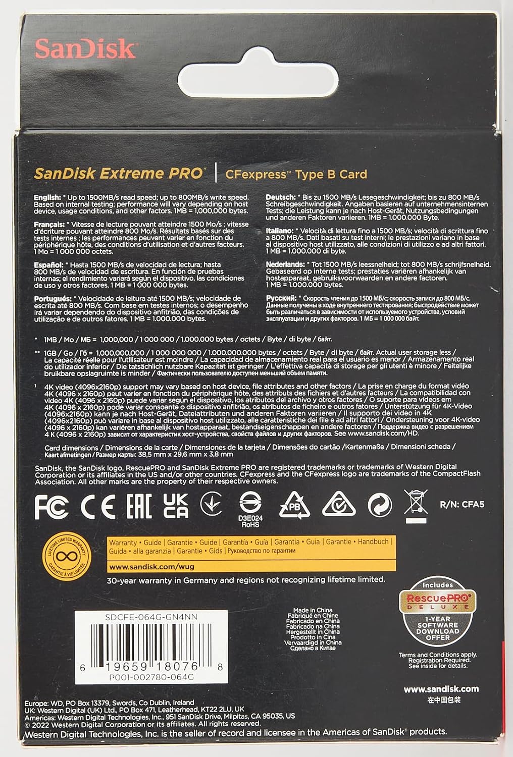 SanDisk SDCFE-064G-GN4NN 64GB Extreme PRO CFexpress Card