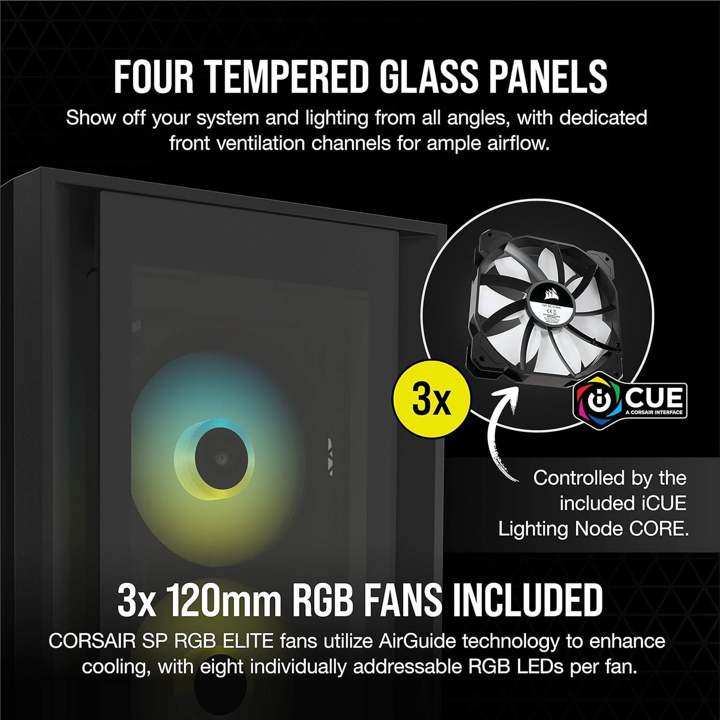 Corsair CC-9011212-WW iCUE 5000X RGB Black Mid-Tower Case